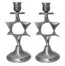 Pewter Magen David Candlesticks