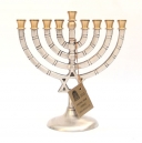 Pewter Plated Hanukkah Menorah - Star of David