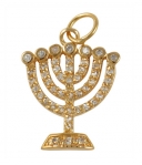 Gold Filled Zirconium Seven Branch Menorah Pendant