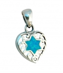 Silver and Opal Star of David Heart Pendant