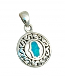 Silver and Opal Framed Hamsa Pendant