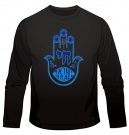 Blue Hamsa Chai Long Sleeve T-Shirt by aJudaica