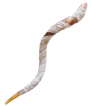 Yemenite Decorated Shofar - White and Silver