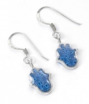 Small Blue Hamsa Earrings