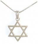 Classic Rhodium Silver Necklace with Magen David pendant