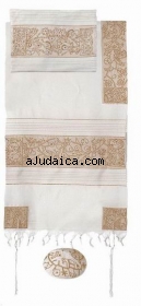 Emanuel Hand Embroidery Tallit - The Matriarchs in gold by aJudaica