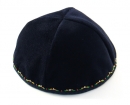 Hand Decorated Kippah with green and gold border