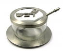 Pewter & Glass Honey Dish