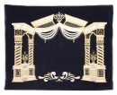 Dark Blue Velvet Tallit & Tefillin Bags - Gold Vilna Pillars