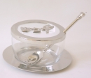 Nickel & Glass Honey Dish