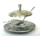 Pewter & Glass Honey Dish