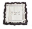 Square Silver Plated / Wooden Matzah Tray