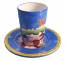 Ceramic Kiddush Cup - Jerusalem Design