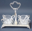 Salt and Pepper Dish with two glass holders
