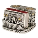 Silver Plated Match Box Holder - Jerusalem Design