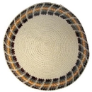 Beige Kippah with colorful border design 5.9"