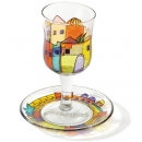 Painted Wineglass and Saucer