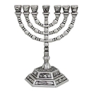 Pewter Twelve Tribes 7 Branch Menorah