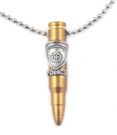 Bronze M-16 Rifle Bullet Pendant - Israeli Police Emblem