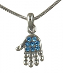 Rhodium Hamsa Necklace with blue stones
