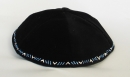 Hand Decorated Blue-White border Velvet Kippah