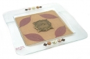 Hand Made Glass Matzah Plate "Leaves Design"