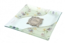 Colorful Hand Made Glass Matzah Plate - "Flowers Design"