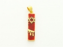 Gold Filled Red Enamel Mezuzah Pendant