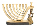 Brass Menorah "Harp Design" with Star of David