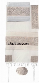 Emanuel Hand Embroidery Tallit - The Matriarchs in silver by aJudaica
