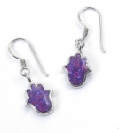 Small Purple Hamsa Earrings