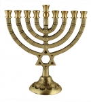 Pewter Plated Hanukkah Menorah - Star of David
