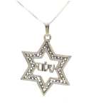 Sterling Silver Star of David with Shalom Pendant
