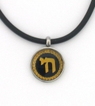 Stainless Steel Black-Gold Chai on Rubber Cord