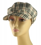 Womens Beige and Black Checked Cap