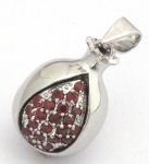 Gold Filled Rhodium Pomegranate Garnet Drop Pendant