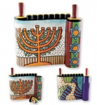 Aluminium Tree of Life Menorah with dreidel