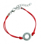 Round Shema prayer on red leather cord bracelet