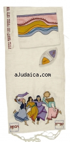 Rikmat Elimelech Silk "Biblical Dancers" Tallit by aJudaica