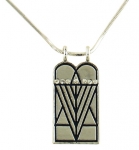 Rhodium Ten Commandments Menorah Pendant with Chain