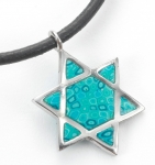 Turquoise Star of David on Leather Cord Necklace