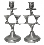 Pewter Magen David Candlesticks