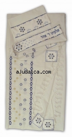 Rikmat Elimelech Embroidered Wool "Magen David" Tallit by aJudaica
