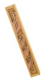 Wood Mezuzah with pewter Jerusalem design by aJudaica