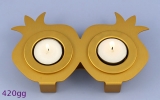 Pomegranates Shabbat Candlesticks By Shraga Landesman- Gold color