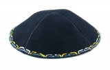 Hand Decorated Suede Kippah with colorful border