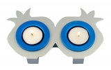 Pomegranates Shabbat Candlesticks By Shraga Landesman- blue