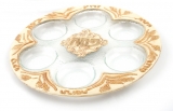 Hand Painted Glass Seder Plate - Wheat stalk design