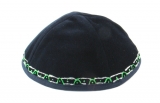 Hand Decorated Velvet Kippah with green and silver border