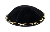 Hand Decorated Gold "Chain" design Suede Kippah